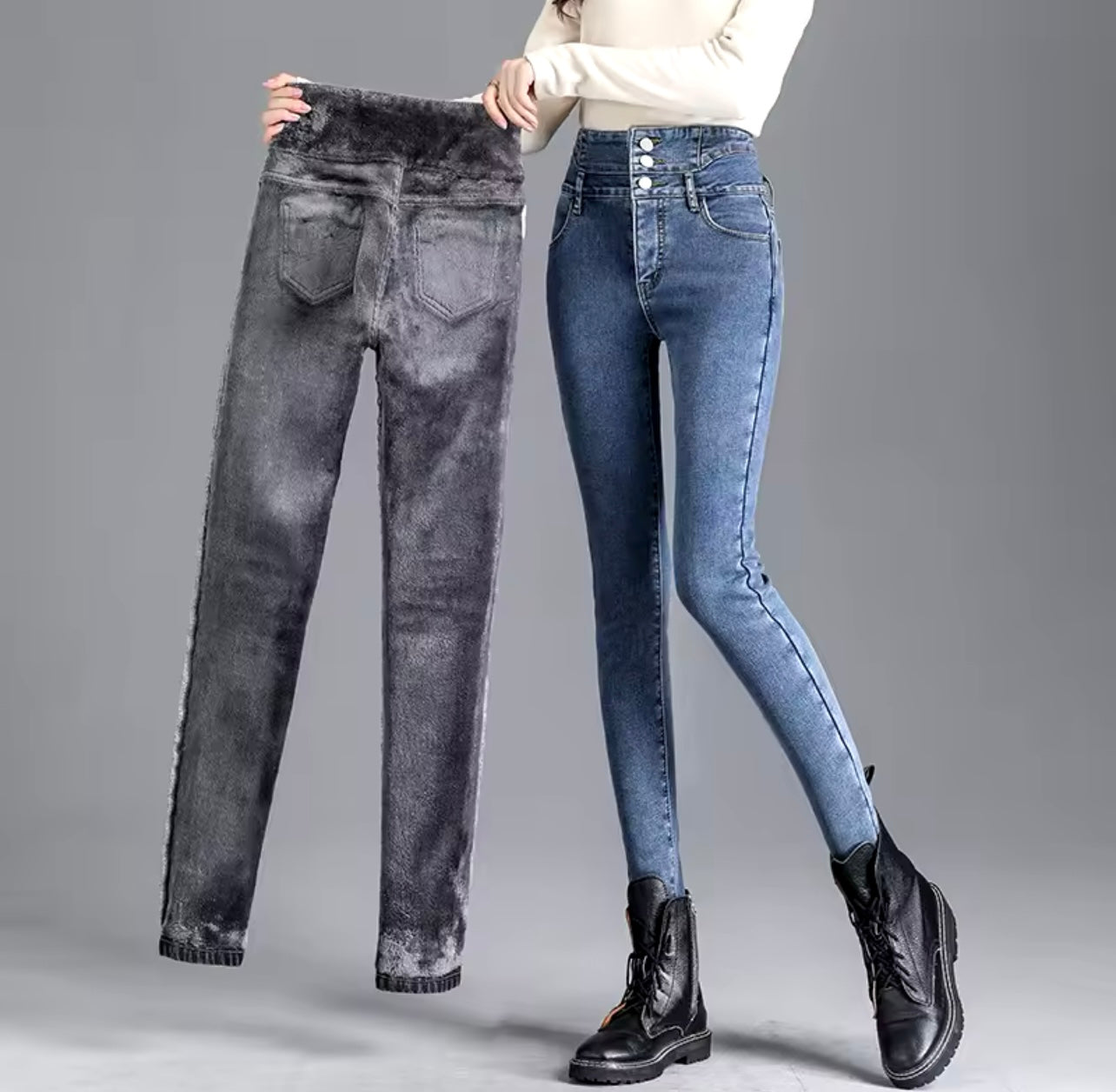 Thermal Winter Thick Fleece High-waist Warm Skinny Jeans